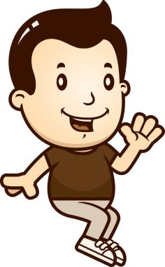 Oturan bir çocuk çizgi film gösterimi.