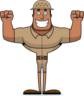 Gülümseyen bir karikatür hayvan bekçisi.