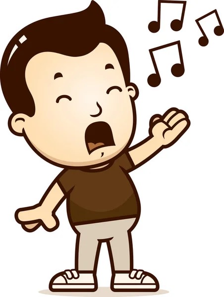 Cartoon Illustration Boy Singing — Stock Vector