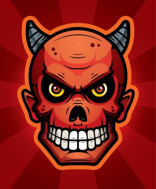 Bir şeytan bir arka plan üzerine bir çizimi.