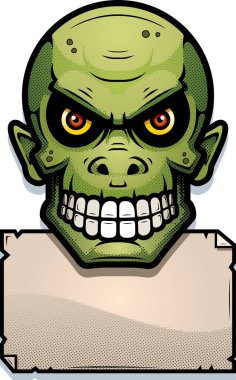 Bir cin bir kağıt işareti ile bir çizimi.