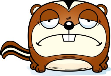 Bir sincap üzgün bir ifade ile çizgi film gösterimi.