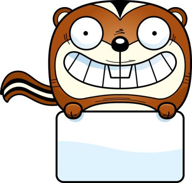 Bir sincap beyaz işaretli bir çizgi film gösterimi.