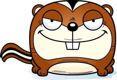 Bir sincaptı sinsi bir ifade ile çizgi film gösterimi.