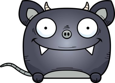 Küçük bir chupacabra bir nesnenin üzerine bakmak bir karikatür çizimi.