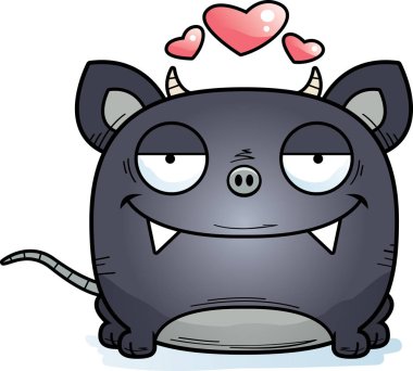 A cartoon illustration of a little chupacabra with an in love expression. clipart