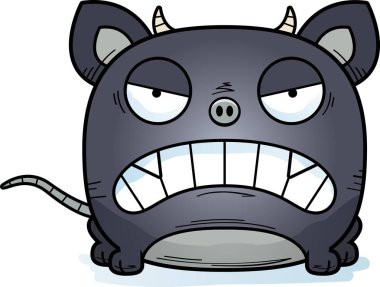 Sinirli bir ifade ile küçük bir chupacabra çizgi film gösterimi.