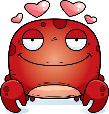 Bir yengeç aşık bir karikatür çizimi.