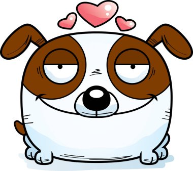 Bir köpek aşık bir karikatür çizimi.