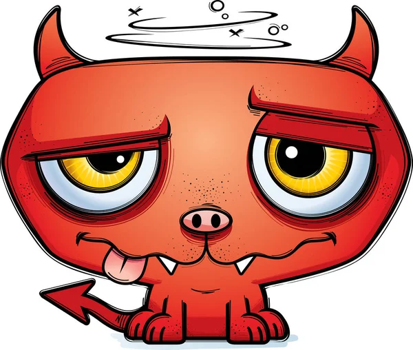 Cartoon Illustration Little Devil Looking Drunk — Stock Vector