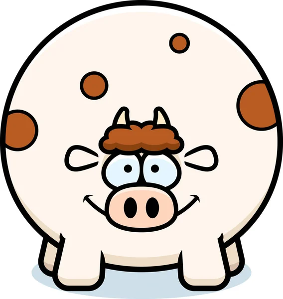 Ένα Καρτούν Εικονογράφηση Μιας Αγελάδας Ψάχνει Ευτυχής — Διανυσματικό Αρχείο