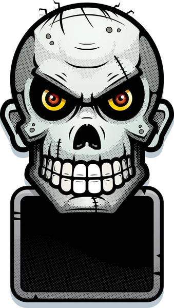 Illustration Eines Zombies Mit Einem Schild — Stockvektor