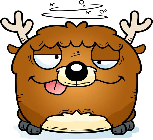 Cartone Animato Illustrazione Piccolo Cervo Con Espressione Buffa — Vettoriale Stock