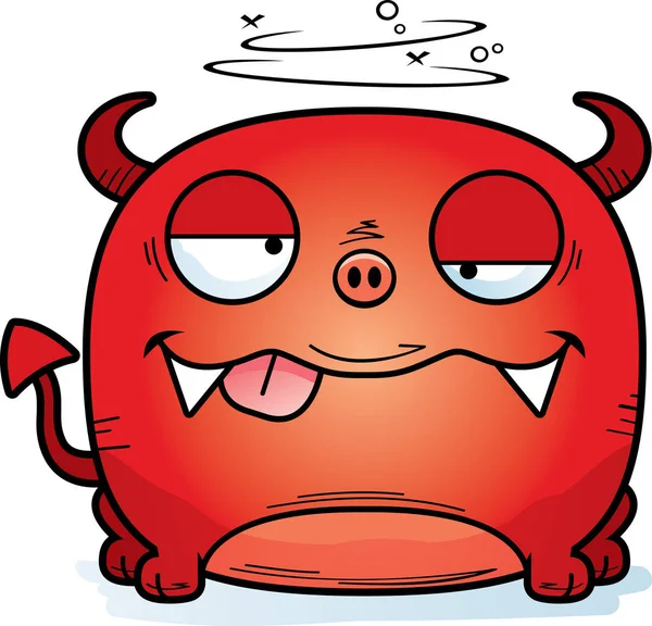 Cartoon Illustration Little Devil Looking Drunk — Stock Vector