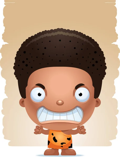 Ένα Καρτούν Εικονογράφηση Ενός Caveman Αγόρι Ψάχνει Θυμωμένος — Διανυσματικό Αρχείο