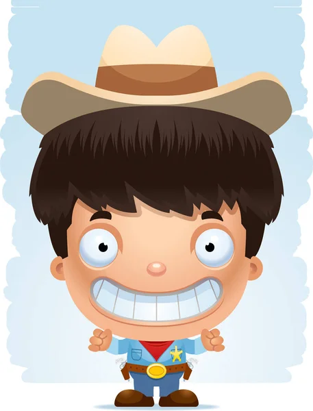 Feliz Vaquero Dibujos Animados Pie Sonriendo — Vector de stock