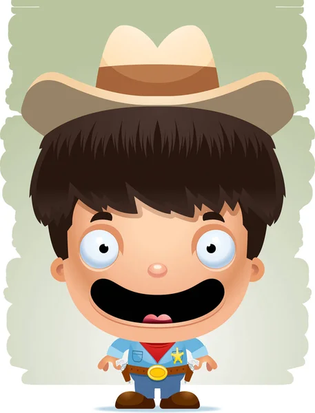 Happy Cartoon Boy Cowboy Standing Smiling — Stock Vector