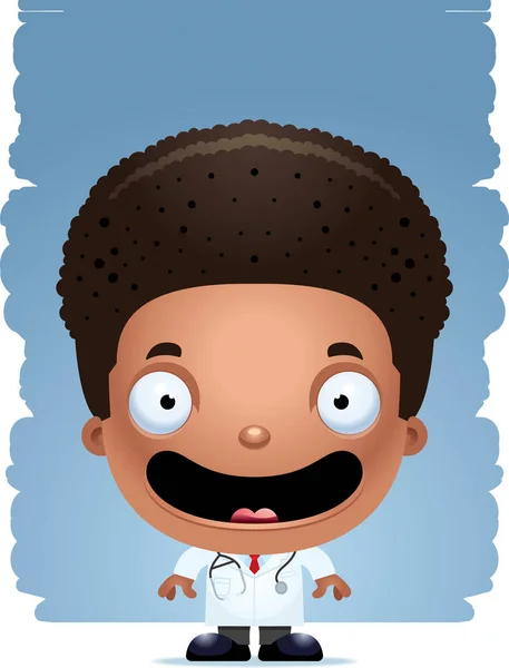 Uma Ilustração Desenho Animado Menino Médico Sorrindo — Vetor de Stock