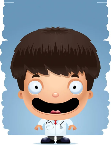 Uma Ilustração Desenho Animado Menino Médico Sorrindo — Vetor de Stock