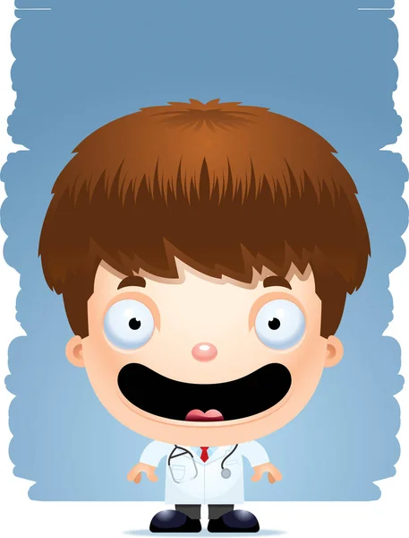 Uma Ilustração Desenho Animado Menino Médico Sorrindo — Vetor de Stock