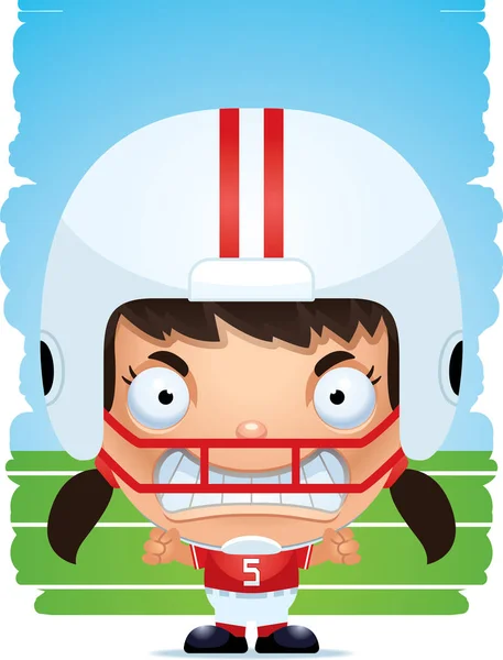 Een Cartoon Afbeelding Van Een Meisje Football Speler Met Een — Stockvector