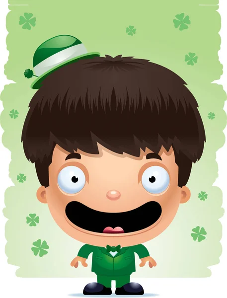 Happy Cartoon Boy Leprechaun Costume — Stock Vector