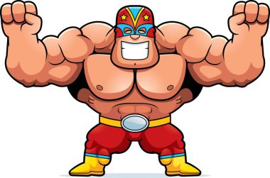 Bir Meksika luchador kutlama bir çizgi film illüstrasyon.