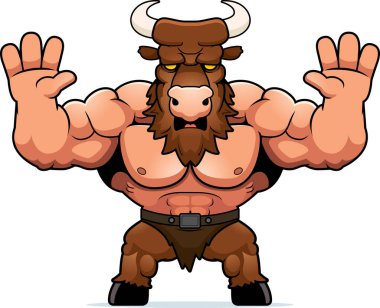 Bir minotor korkmuş seyir çizgi film gösterimi.