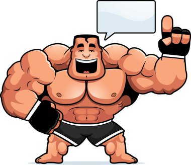 Konuşurken bir Mma savaşçı bir karikatür çizimi.