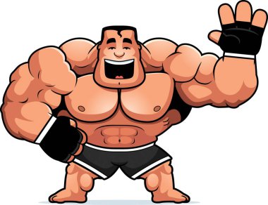 Sallayarak bir Mma savaşçı bir karikatür çizimi.