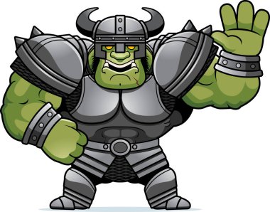 Sallayarak bir ork savaşçı bir karikatür çizimi.