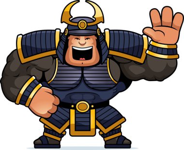 Sallayarak bir samuray çizgi film gösterimi.