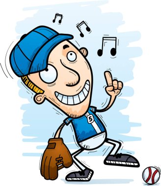 Bir adamı beyzbol oyuncusu dans çizgi film gösterimi.