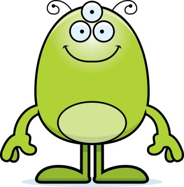 Gülümseyen bir uzaylı çizgi film gösterimi.