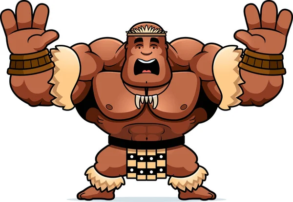 Cartoon Illustration Zulu Warrior Looking Scared — Stock Vector