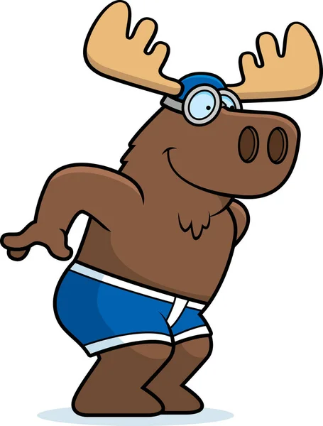 ダイビング 泳ぐ準備をしてムースの漫画イラスト — ストックベクタ