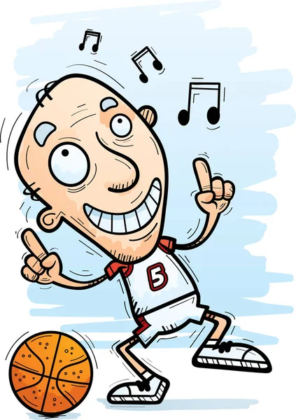 Kreslený Obrázek Hráče Basketbalu Muž Důchodce Tanec — Stockový vektor