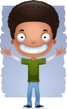 Mutlu görünüyordu bir genç çocuk çizgi film gösterimi.