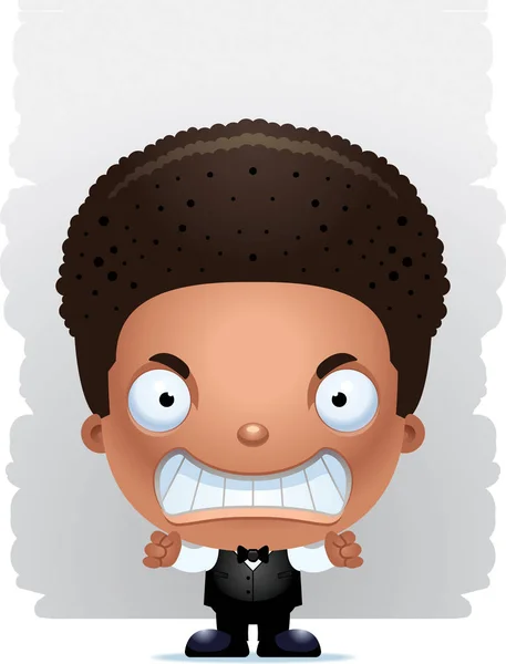 Cartoon Illustration Boy Waiter Angry Expression — Stock Vector