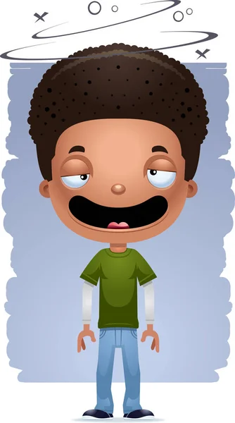 Cartoon Illustration Teenage Boy Looking Drunk — Stock Vector