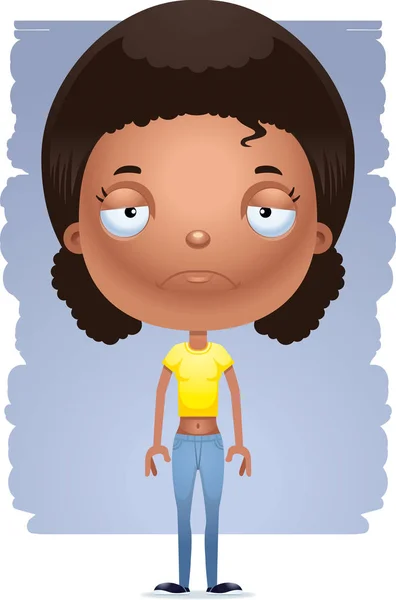 Ένα Καρτούν Εικονογράφηση Ενός Έφηβου Κοριτσιού Που Ψάχνει Λυπημένος — Διανυσματικό Αρχείο