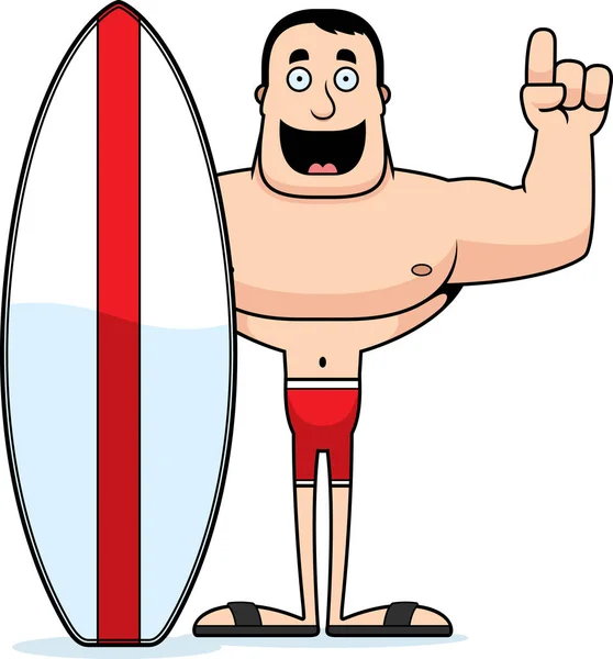 Ein Cartoon Surfer Mit Einer Idee — Stockvektor