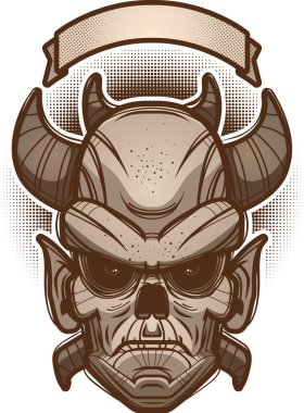 Bir iblis afiş ile bir çizimi.