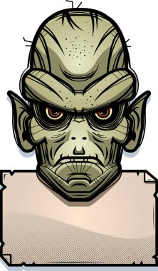 Bir cin bir kağıt işareti ile bir çizimi.