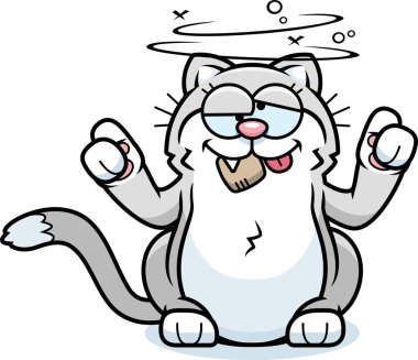 A cartoon illustration of a little cat high on catnip. clipart
