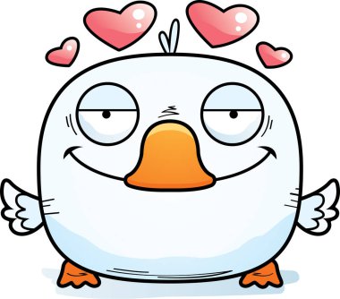 İçinde bir sevgi ile küçük bir ördek yavrusu bir karikatür örnek ifade.