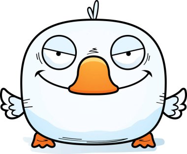 Dolambaçlı bir ifade ile küçük bir ördek yavrusu çizgi film gösterimi.