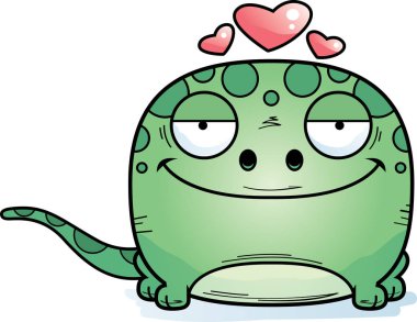 Bir kertenkele bir sevgi ile çizgi film gösterimi ifade.