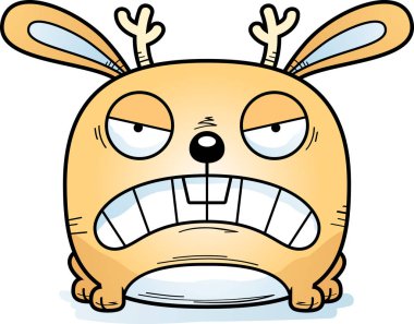 Bir çizgi film jackalope sinirli bir ifade ile.