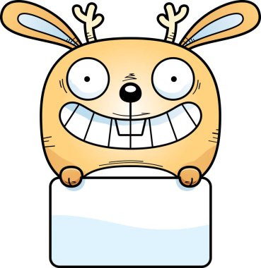 Beyaz işareti olan bir bebek jackalope çizgi film gösterimi.